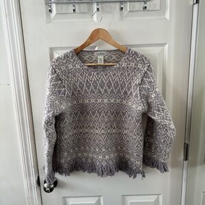 L.L. Bean Gray Crew Neck Sweater with Textured Knit